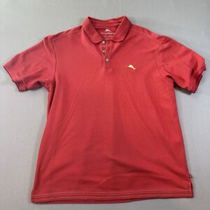 Tommy Bahama Shirt Mens Large Red Short Sleeve Supima Cotton Blend Golf Polo
